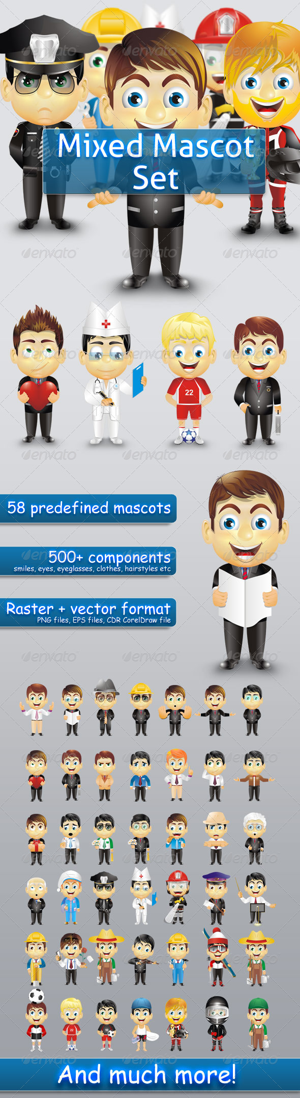 GraphicRiver Mixed Mascot Set 721962 GraphicRiver Mixed Mascot Set 721962