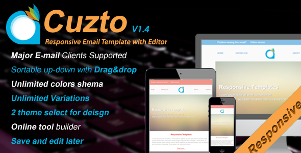 Cuzto-Responsive Email Template with Editor