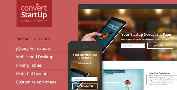 ThemeForest Startups Multi-Purpose Unbounce Template 7151827 ThemeForest Startups Multi-Purpose Unbounce Template 7151827