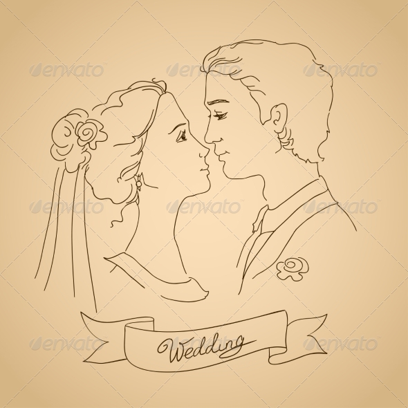 Stock Vector - GraphicRiver Sketch of Bride and Groom 7191392 » Dondrup.com