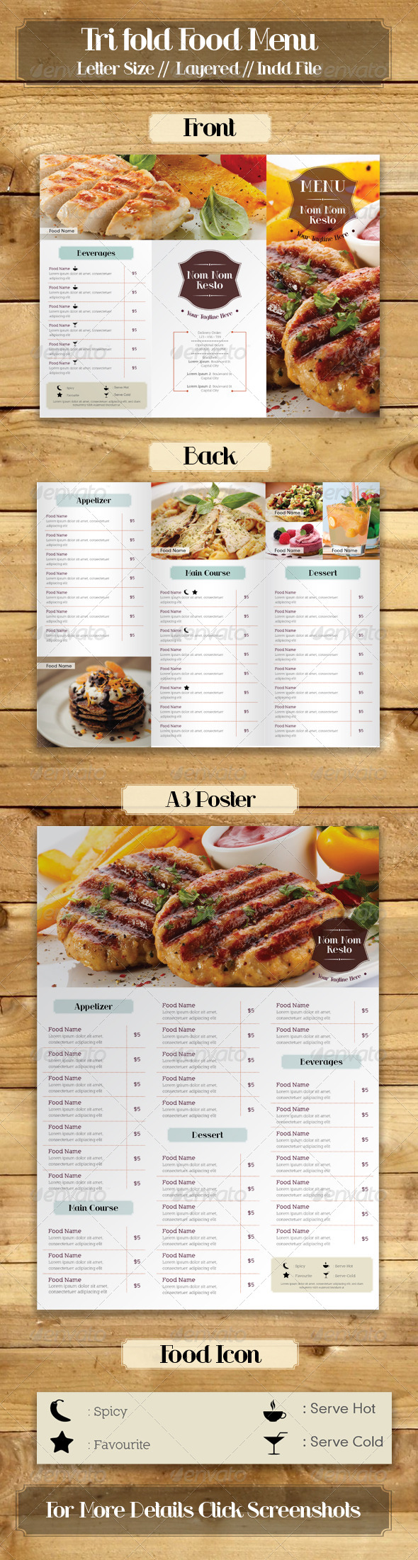 GraphicRiver Trifold Simple Food Menu 7203468 GraphicRiver Trifold Simple Food Menu 7203468