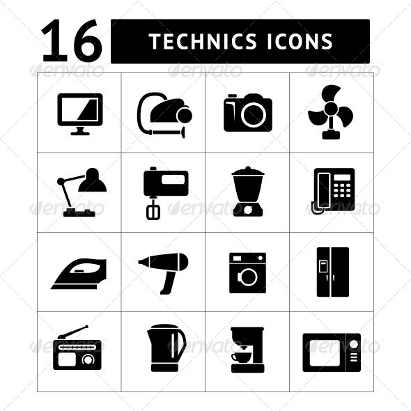 GraphicRiver Set Icons of Home Technics and Appliances 7203930 GraphicRiver Set Icons of Home Technics and Appliances 7203930