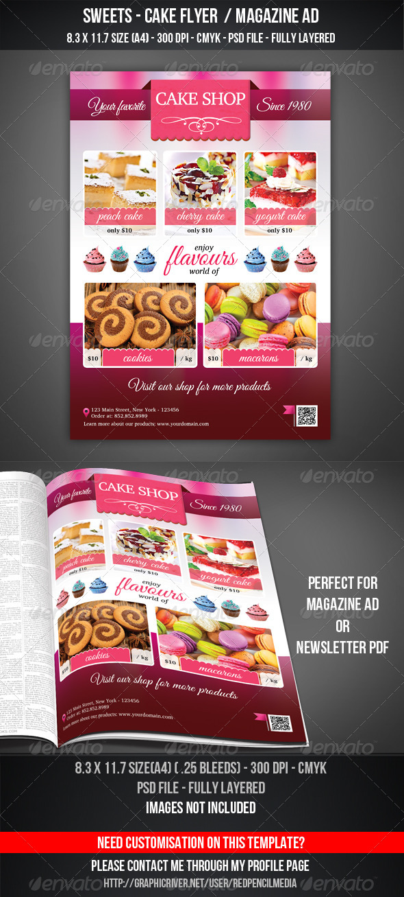 GraphicRiver Sweets Cake Shop Flyer Magazine AD 7207905 GraphicRiver Sweets Cake Shop Flyer Magazine AD 7207905