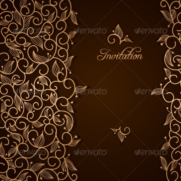 GraphicRiver Invitation with Gold Lace Floral Ornament 7209212 GraphicRiver Invitation with Gold Lace Floral Ornament 7209212