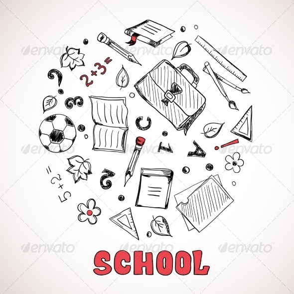 GraphicRiver Sketch of School Elements 7213213 GraphicRiver Sketch of School Elements 7213213