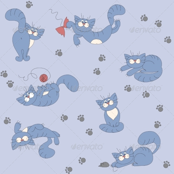 GraphicRiver Seamless Background with Playful Cats 7213272 GraphicRiver Seamless Background with Playful Cats 7213272