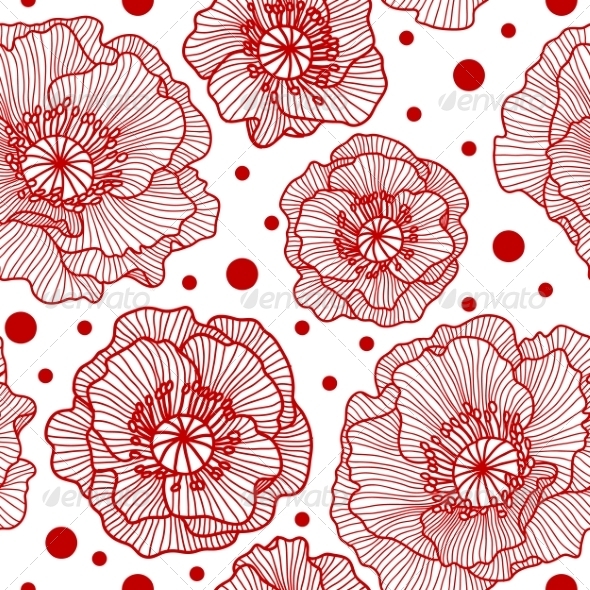 GraphicRiver Seamless Pattern with Red Lace Poppies 7217287 GraphicRiver Seamless Pattern with Red Lace Poppies 7217287