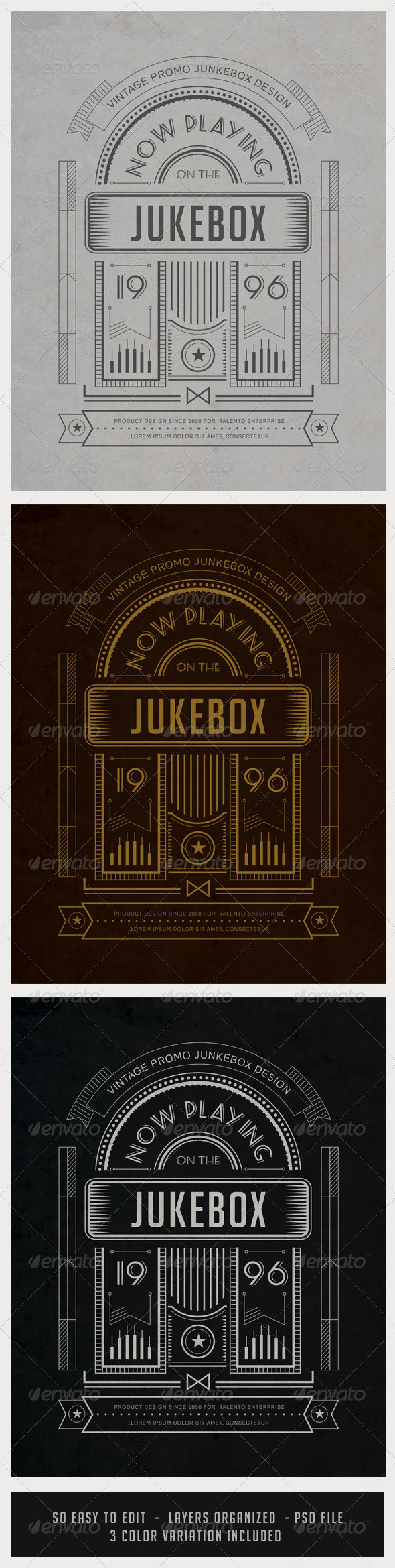 GraphicRiver Vintage Junkebox Poster with Shape Layers 7218429 GraphicRiver Vintage Junkebox Poster with Shape Layers 7218429