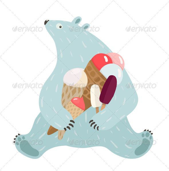 GraphicRiver Polar Bear and Ice Cream 7221010 GraphicRiver Polar Bear and Ice Cream 7221010