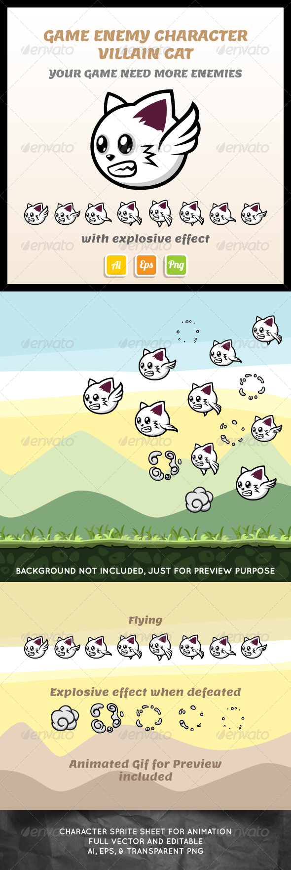 GraphicRiver Villain Cat Sprite Sheet 7222941 GraphicRiver Villain Cat Sprite Sheet 7222941