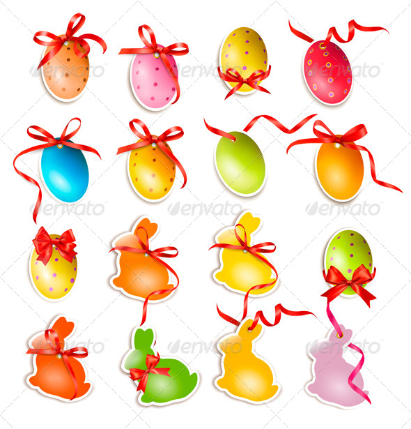 GraphicRiver Decorative Easter Eggs and Bunny with Bows 7224207 GraphicRiver Decorative Easter Eggs and Bunny with Bows 7224207