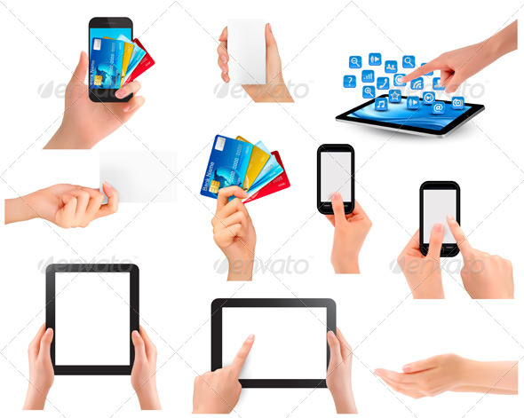 GraphicRiver Set of Hands Holding Different Business Objects 7224277 GraphicRiver Set of Hands Holding Different Business Objects 7224277