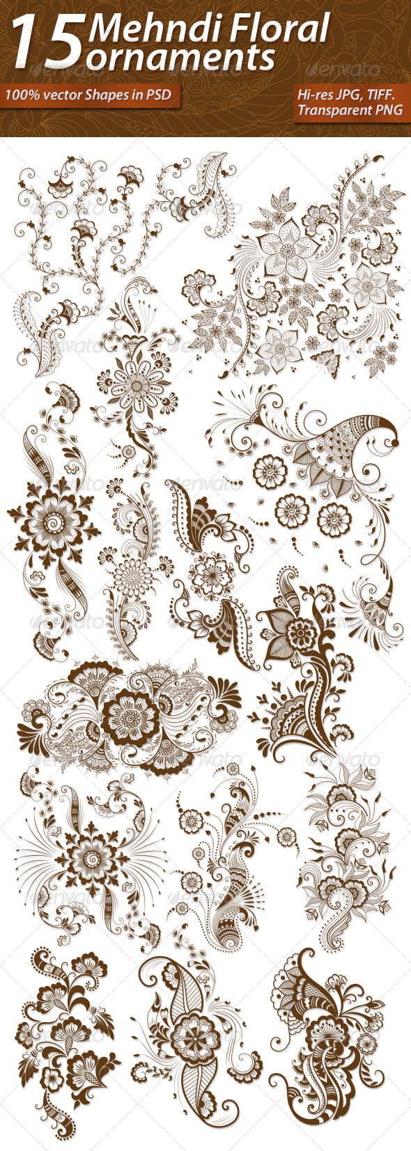 GraphicRiver 15 Mehndi Floral Ornaments Set#1 7224663 GraphicRiver 15 Mehndi Floral Ornaments Set#1 7224663