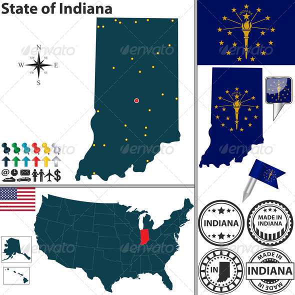 GraphicRiver Map of state Indiana USA 7225586 GraphicRiver Map of state Indiana USA 7225586