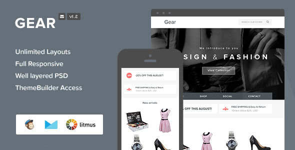 Gear - Responsive Email + Themebuilder Access