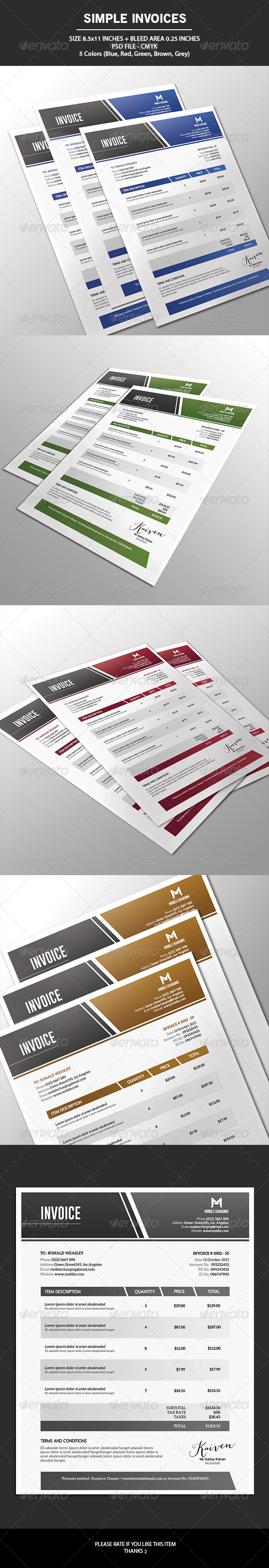 GraphicRiver Simple Invoices 7227724 GraphicRiver Simple Invoices 7227724