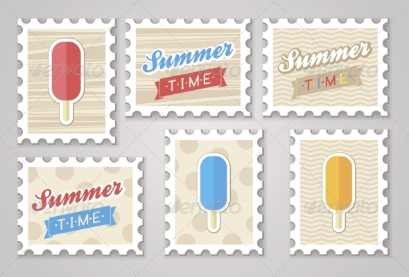 GraphicRiver Summer Stamps of Ice Cream 7229081 GraphicRiver Summer Stamps of Ice Cream 7229081