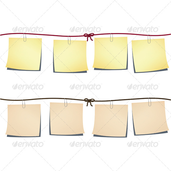 Set of Note-Papers on a Rope (Web Elements)