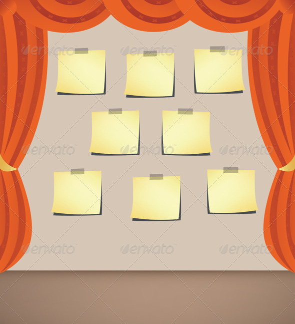 Curtain with Note Papers (Backgrounds)