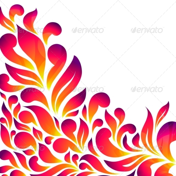 Abstract Floral Background with Drops and Leaves (Flowers & Plants)