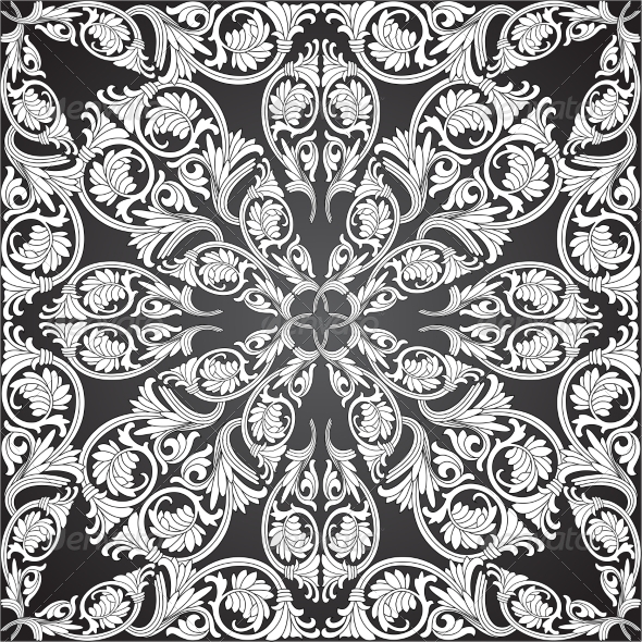 Damask Seamless with Baroque Ornaments (Patterns)