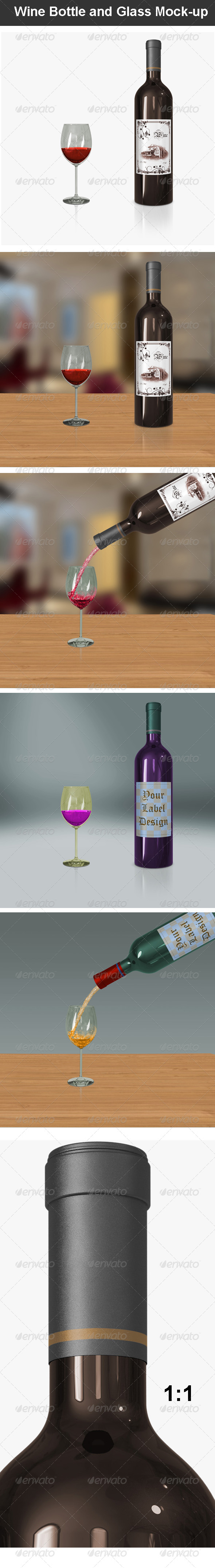 GraphicRiver Wine Bottle and Glass Mock-up 7232479 GraphicRiver Wine Bottle and Glass Mock-up 7232479