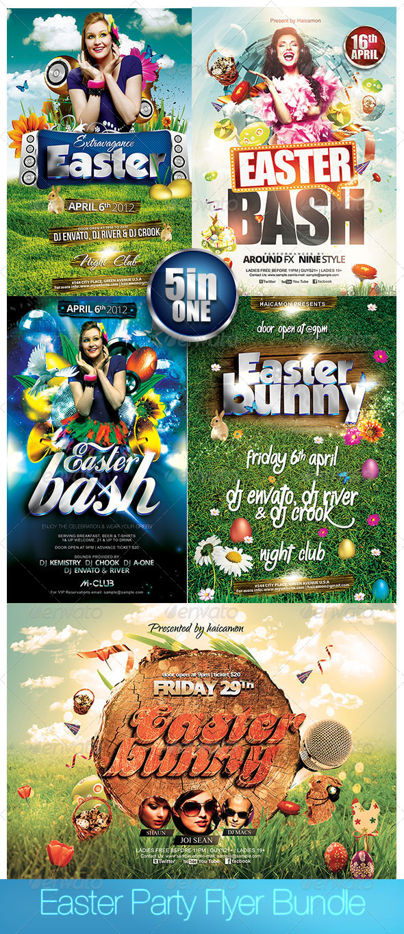 GraphicRiver Easter Party Flyer Bundle 7235913 GraphicRiver Easter Party Flyer Bundle 7235913