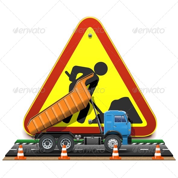 GraphicRiver Vector Road Construction Concept with Truck 7236171 GraphicRiver Vector Road Construction Concept with Truck 7236171