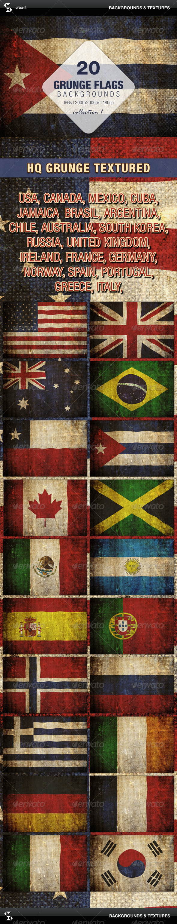 GraphicRiver Grunge Flags 20 countries around the world 7222303 GraphicRiver Grunge Flags 20 countries around the world 7222303