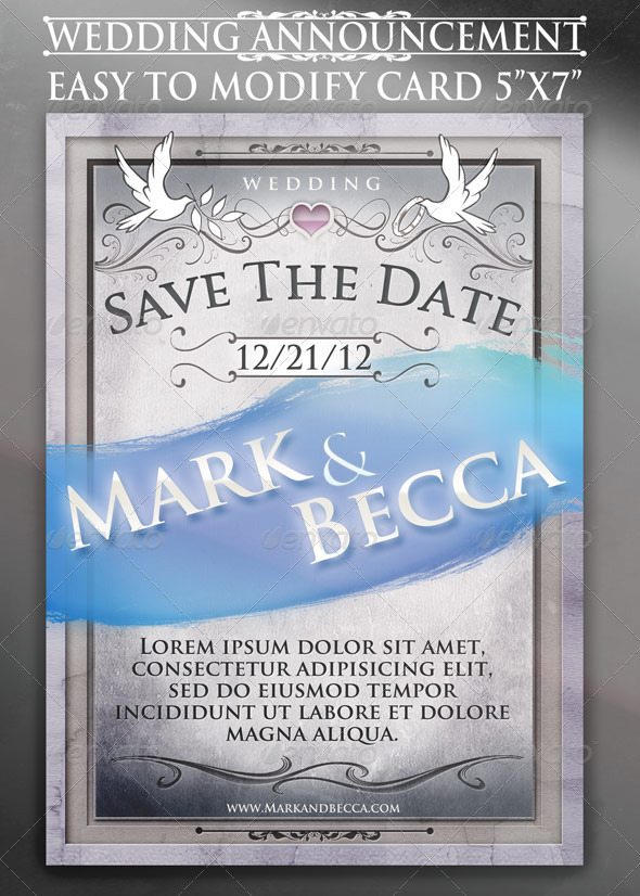 GraphicRiver Wedding Announcement Card Template 757948 GraphicRiver Wedding Announcement Card Template 757948