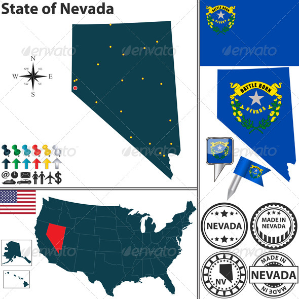 GraphicRiver Map of state Nevada USA 7238146 GraphicRiver Map of state Nevada USA 7238146