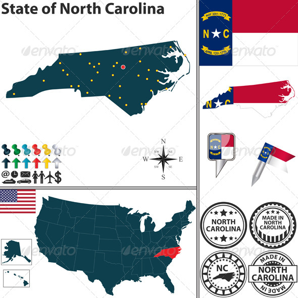GraphicRiver Map of state North Carolina USA 7238149 GraphicRiver Map of state North Carolina USA 7238149