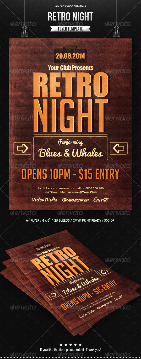 GraphicRiver Retro Night Flyer 7238587 GraphicRiver Retro Night Flyer 7238587