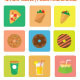 Flat Icons of Food and Drinks