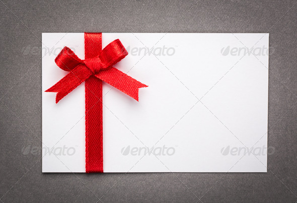 Card with red ribbons bows (Misc) Photo Download