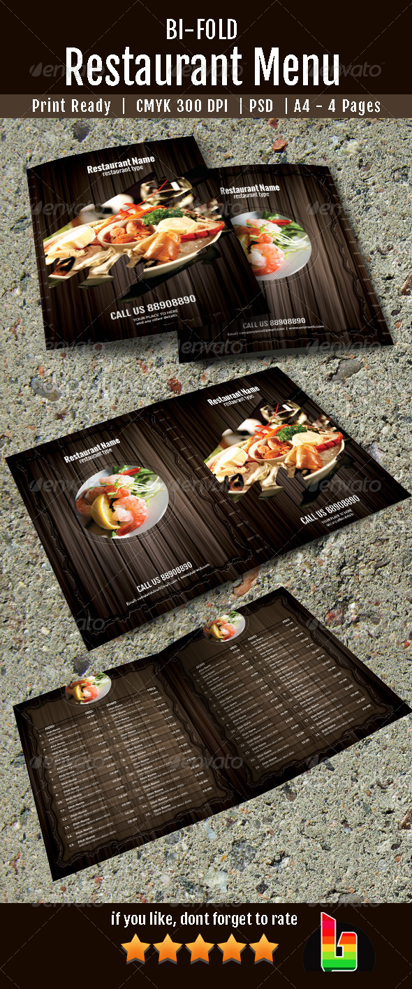 GraphicRiver Bifold Restaurant Menu 7240155 GraphicRiver Bifold Restaurant Menu 7240155