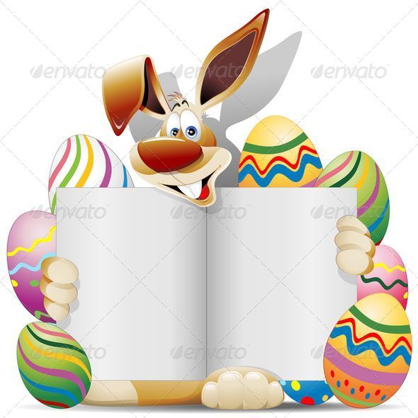GraphicRiver Easter Bunny Cartoon with Greeting Card and Eggs 7240760 GraphicRiver Easter Bunny Cartoon with Greeting Card and Eggs 7240760