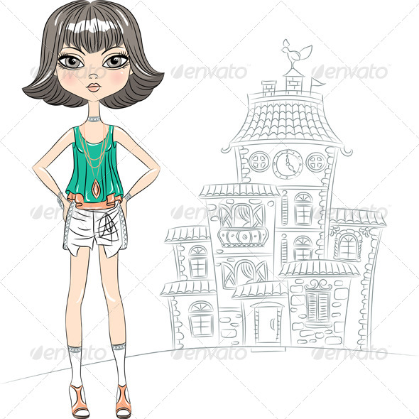 GraphicRiver Vector Hipster Fashion Girl Top Model in the City 7241130 GraphicRiver Vector Hipster Fashion Girl Top Model in the City 7241130