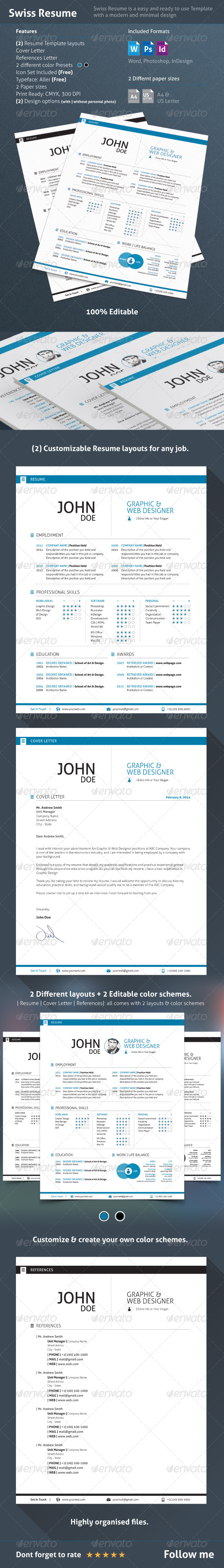 GraphicRiver 3 Piece Swiss Style Resume 7241774 GraphicRiver 3 Piece Swiss Style Resume 7241774
