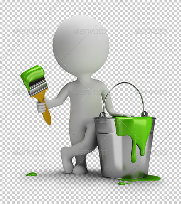 GraphicRiver 3D Small People with a Brush and a Bucket of Paint 7243774 GraphicRiver 3D Small People with a Brush and a Bucket of Paint 7243774