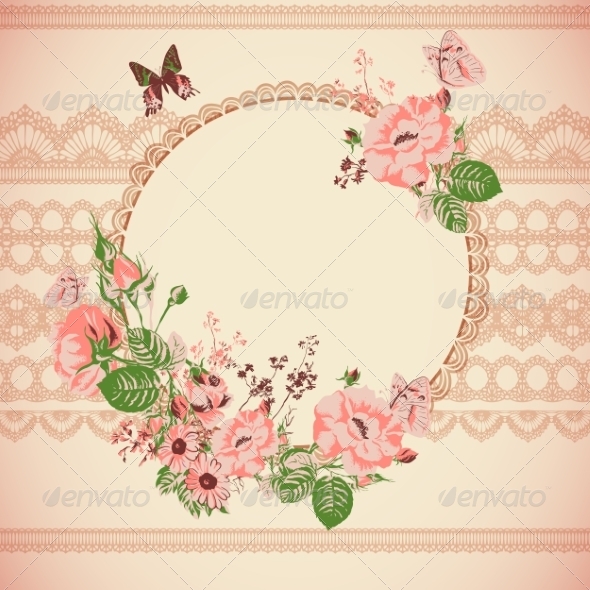 GraphicRiver Vintage Floral Lace Background with Roses 7244235 GraphicRiver Vintage Floral Lace Background with Roses 7244235