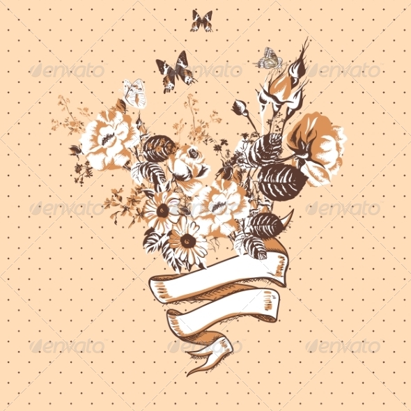 GraphicRiver Vintage Floral Card with Ribbon 7244901 GraphicRiver Vintage Floral Card with Ribbon 7244901