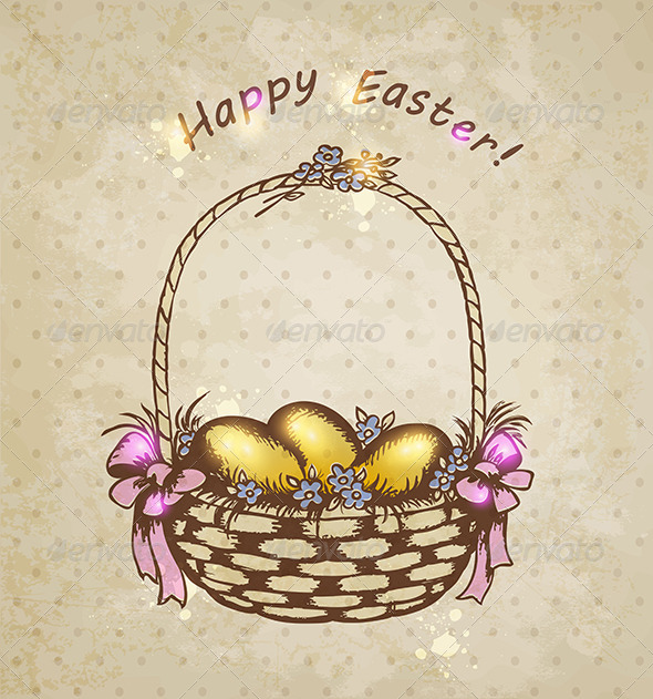 GraphicRiver Easter Basket with Golden Eggs 7245387 GraphicRiver Easter Basket with Golden Eggs 7245387
