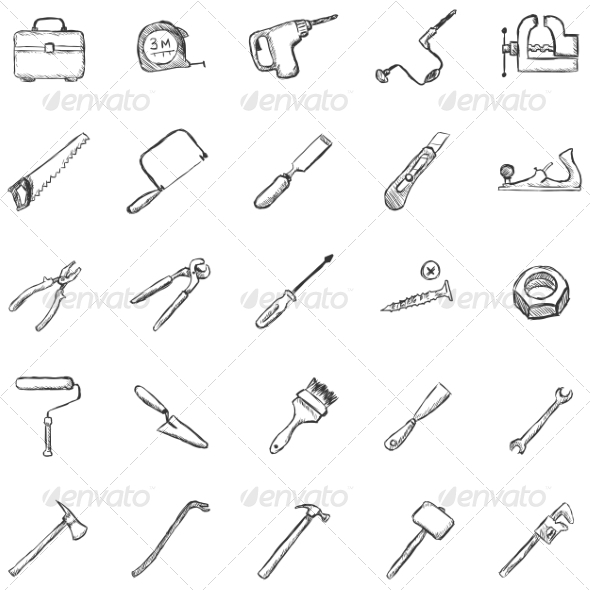 GraphicRiver Vector Set of Sketch Work Tools Icons 7245565 GraphicRiver Vector Set of Sketch Work Tools Icons 7245565