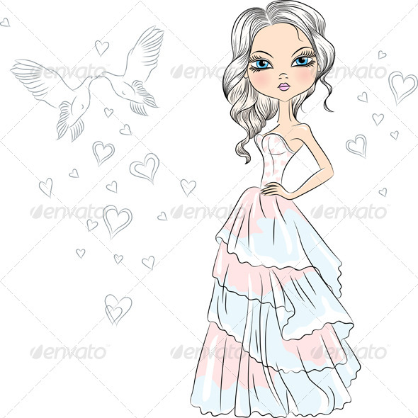 GraphicRiver Fashionable Girl Bride 7248100 GraphicRiver Fashionable Girl Bride 7248100