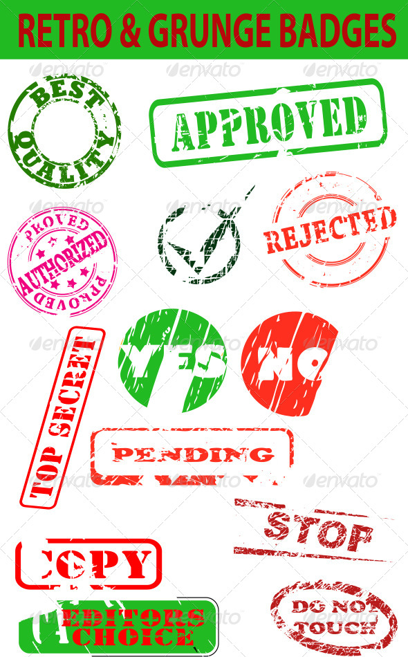 GraphicRiver Retro And Grunge Badges Set 7248238 GraphicRiver Retro And Grunge Badges Set 7248238