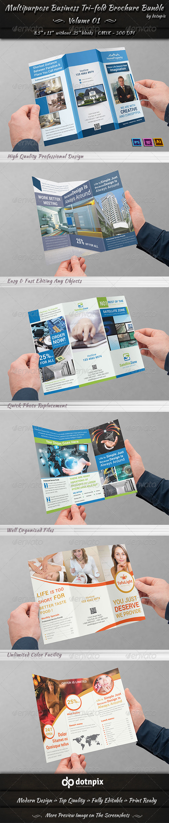 GraphicRiver Multipurpose Tri-fold Brochure Bundle Volume 1 7249540 GraphicRiver Multipurpose Tri-fold Brochure Bundle Volume 1 7249540