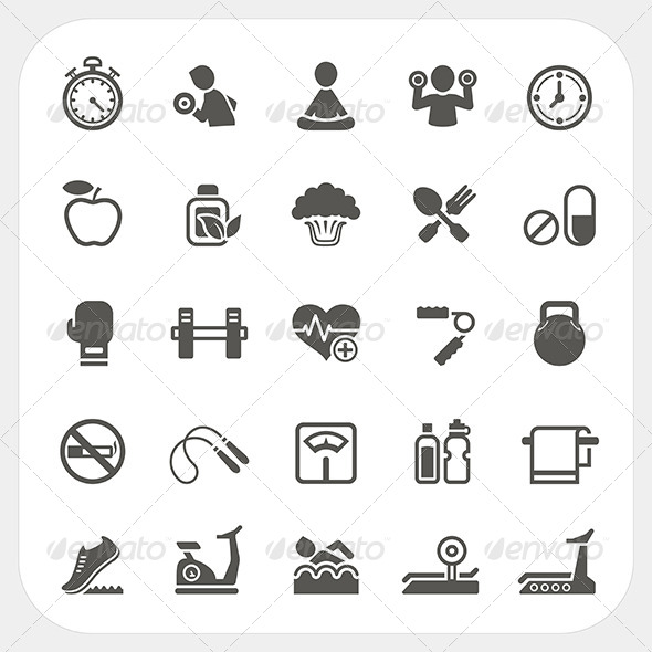 GraphicRiver Health and Fitness Icons Set 7249812 GraphicRiver Health and Fitness Icons Set 7249812