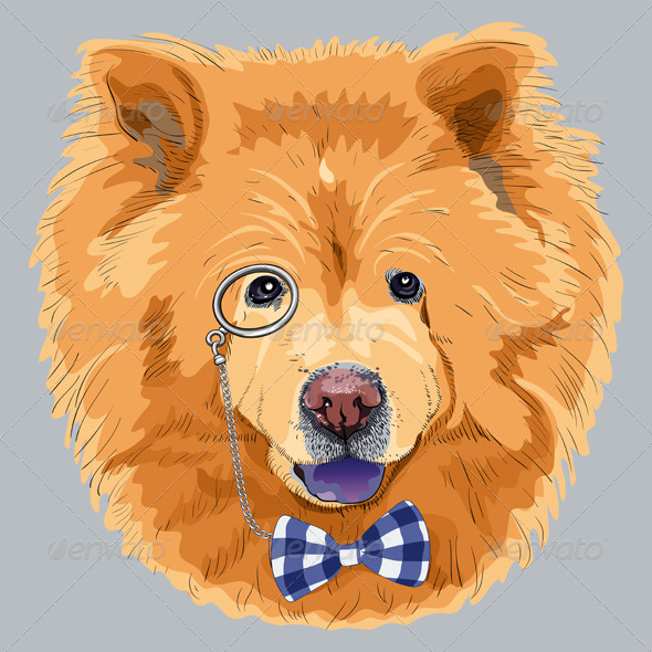GraphicRiver Cartoon Hipster Chow-Chow Dog 7250502 GraphicRiver Cartoon Hipster Chow-Chow Dog 7250502