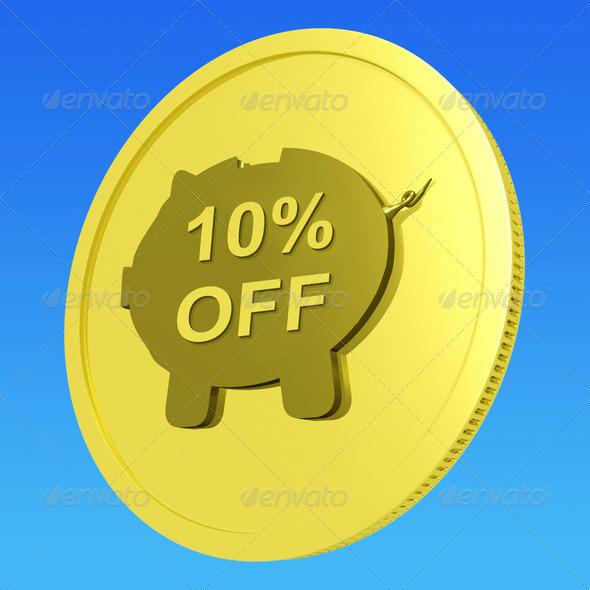 Ten Percent Off Coin Shows 10% Savings And Discount (Misc) Photo Download